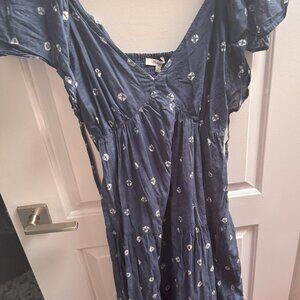 Madewell Tie-Back Tiered Midi Dress in Shibori